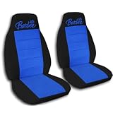 2 black and medium blue Barbie car seat covers for a 2000 Pontiac Sunfire by Designcovers