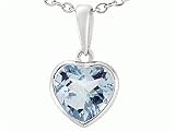 1.77 cts Genuine 8mm Heart Shaped Aquamarine and Diamond Pendant in 14k Yellow Gold