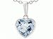 1.77 cts Genuine 8mm Heart Shaped Aquamarine and Diamond Pendant in 14k White Gold