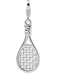 Sterling Silver 3-D Polished Tennis Racket w/Lobster Claw Clasp Clasp Charm