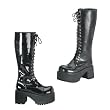 3 1/2 Inch MENS SIZING Platform Knee Boots Punk Gothic Lace Up Steel Toe