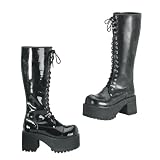 3 1/2 Inch MENS SIZING Platform Knee Boots Punk Gothic Lace Up Steel Toe