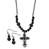 1928 Boutique Black-plated Jet Crystal Beaded Earrings & 16