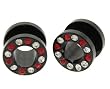 ACRYLIC FLESH TUNNEL G WITH CRYSTALS (RED/CLEAR) Gauge: 2 Sold as a Pair