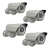 Pack of (4) IR Waterproof Security Outdoor Camera w/ Power Adapter/Splitter Kit - 1/3