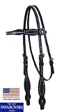 Black Diamond Crystal Browband Headstall - USA Leather