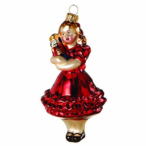 Red Ballerina Holding a Nutcracker Glass Christmas Ornament Red Ballerina Holding a Nutcracker Glass Christmas Ornament