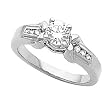 18K White Gold Diamond Engagement Ring - 0.62 Ct.