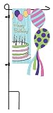Happy Birthday Sculpted Artistic Blend Garden Size Flag