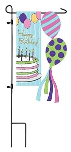 Happy Birthday Sculpted Artistic Blend Garden Size Flag