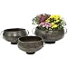 Set of 3 Hammered Bowls with Handles and Stands