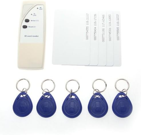 SUNLUXY Handheld RFID 125KHz EM4100 Card Reader Copier Duplicator + 5 Writable Cards + 5 Keyfobs Tags