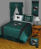 SAN JOSE SHARKS 6 pc QUEEN BEDDING SETBoys Comforter Sheets Sham NHL Hockey