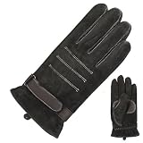 Men's Triple Stripe Leather Driving Gloves - Dark Chocolate Brown
