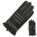 Men's Triple Stripe Leather Driving Gloves - Dark Chocolate Brown