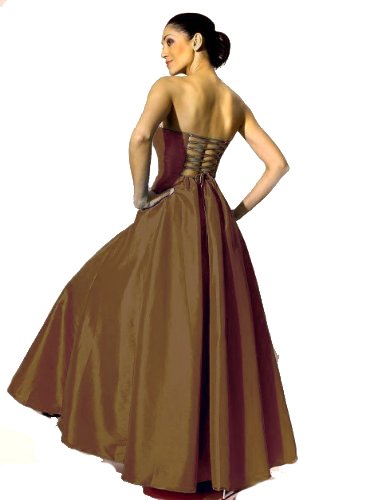 Taft – Abendkleid mit geschnürtem Rücken bronze