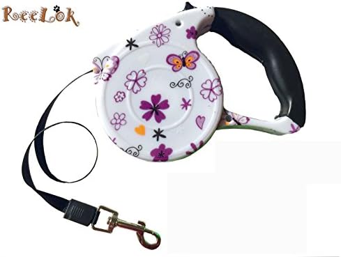 New Reelok Automatic Retractable Butterfly and Flower Patterns 16.5 Feet (5 M) Polyester Dog Leash