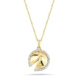 10k Yellow Gold Fortune Cookie with Diamonds Pendant (0.05 cttw, I-J Color, I2-I3 Clarity), 18