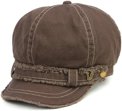 Infinity Selections Women's Washed Canvas Newsboy Cap-Vanessa-11120033-Brown-One Size