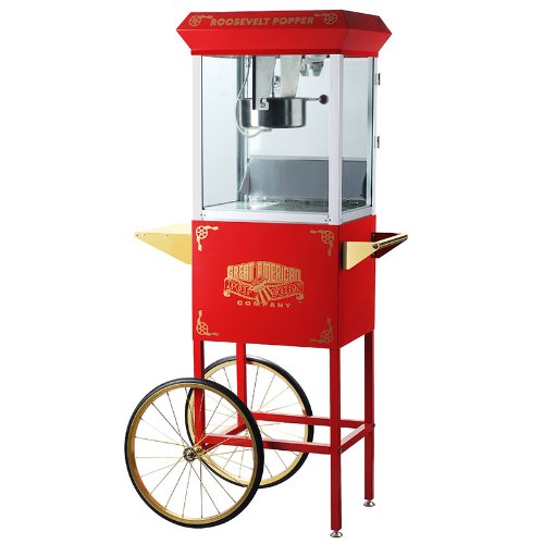 "Roosevelt Popper Antique Popcorn Cart, 8oz Kettle/3 Gallons Popped" "Roosevelt Popper Antique Popcorn Cart, 8oz Kettle/3 Gallons Popped"