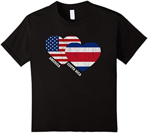 Kids Costa Rica Flag T-Shirt Costa Rican American Flag Tee Shirt 8 Black