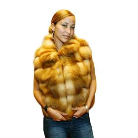 Buy 25 Natural Red Fox Horizontal Cut Vest w Wing Collar Made in USA by FursNewYork