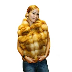 Buy 25 Natural Red Fox Horizontal Cut Vest w Wing Collar Made in USA by FursNewYork