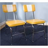 Birmingham Retro Dining Chair in Chrome with Yellow Padded Seat (Set of 2)