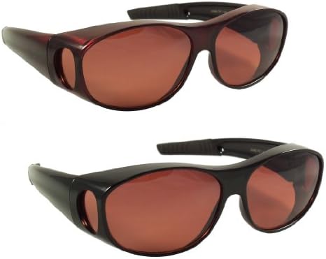 Sun Shield Fit Over Sunglasses with Blue Blocker HD Driving Lens & Spring Hinges - Fit Over Prescription Glasses