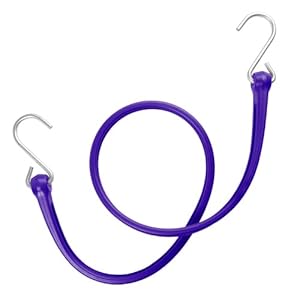 The Perfect Bungee 31-Inch Easy Stretch Strap with Galvanized Steel S-Hooks, Purple