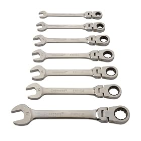 Crescent FRPM7 7 Piece 8-Millimeter to 18-Millimeter 72 Tooth Ratcheting Pivot Head Combination Wrench Set