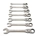 Crescent FRPM7 7 Piece 8-Millimeter to 18-Millimeter 72 Tooth Ratcheting Pivot Head Combination Wrench Set