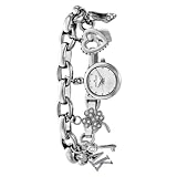 AK Anne Klein Women's  10-7605CHRM Swarovski&reg; Crystal Silver-Tone Charm Bracelet Watch