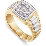 Beautiful! 14k Two-tone Yellow-gold White-gold Men's 3/8 Ct TW Diamond Ring Nugget Ring