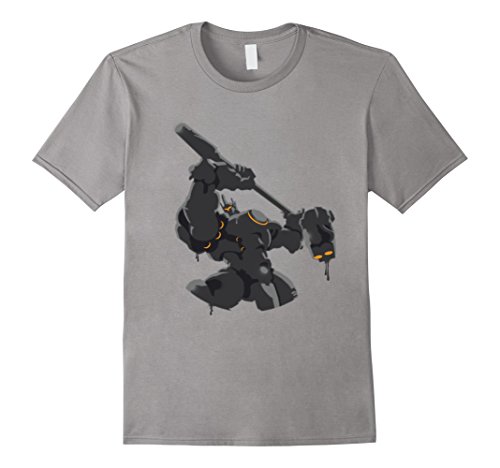 Men's Overwatch Reinhardt Hammer Down Spray Tee Shirt Medium Slate
