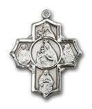 Sterling Silver Our Lady of Mount Carmel Pendant with Stainless Silver Heavy Curb Chain 24 inch