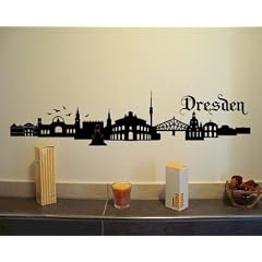 Wandtattoo Dresden Skyline Wandaufkleber in 11 Gr��en und 22 Farben (125x28cm schwarz)