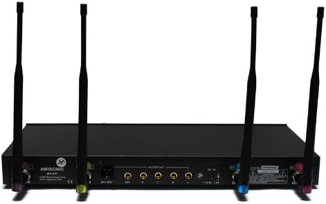 Awisco UHF 4 Channel 128 Selectable Frequency Lavalier (Lapel) Wireless Microphone System