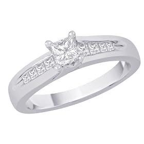14K White Gold 1/2 ct. Princess Cut Diamond Engagement Ring