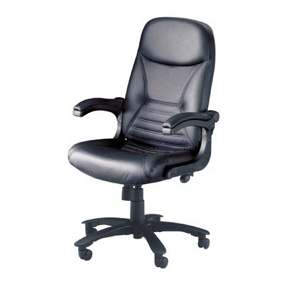 Tiffany Industries 6446AGBLT Big & Tall Executive Chair With Upholstered Arms, Black Leather