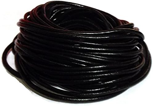 BeaniezBeads Brand 10 Yard 3mm Genuine Black Round Leather Cords for Bracelet Necklace Beading Jewelry Making