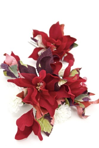 髪飾り2点セット 花 和柄 ブラ [成人式/振袖/卒業式/袴/着物/和装]