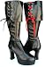 Platform Go Go Pirate Boots Chunky Heels Black and Red Ribbon Top GoGo