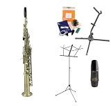 Legacy SS1000BN Intermediate Antique Finish Soprano Saxophone with Case, Accessories and Selmer Mouthpiece, The Instrument Store Starter Kit