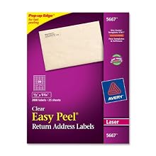 Avery Easy Peel 1/2 x 1 3/4 Inch Clear Return Address Labels 2000 Pack (5667)