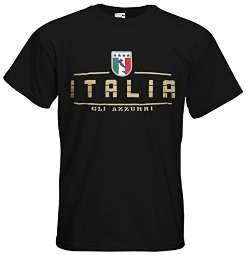 Italien Italia EM 2016 Fanshirt T-Shirt Trikot (Schwarz, M)