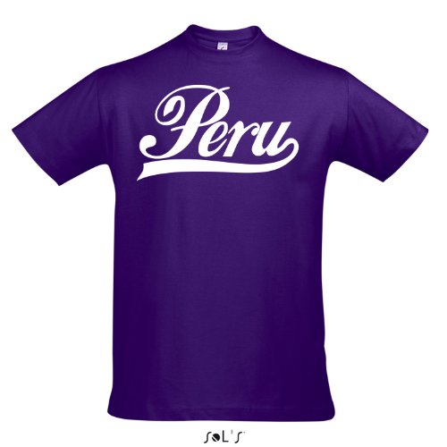 T-Shirt – Peru Oldschool Peru LÄNDERSHIRT EM / WM FAN Trikot S-XXL , Dark purple – weiß , M