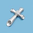 Sterling Silver Pendant - Cubic Zirconia - Cross - Tubular- 19mm Height