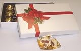 Scott's Cakes 1 Pound White Chocolate Covered Caramels in a Ribbon-n-Holly Box