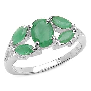 1.50 Carat Genuine Emerald Sterling Silver Ring